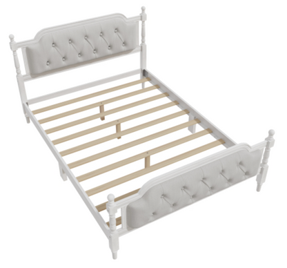 Full Bed Versailles Haven Traditional Wood Tufted White