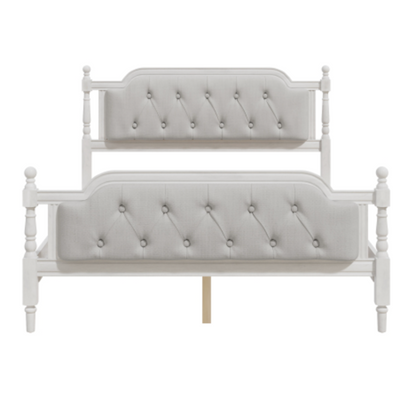 Full Bed Versailles Haven Traditional Wood Tufted White