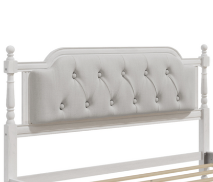 Full Bed Versailles Haven Traditional Wood Tufted White