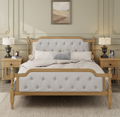 King Bed Versailles Haven Walnut Upholstered Wooden