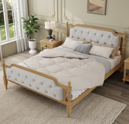 King Bed Versailles Haven Walnut Upholstered Wooden