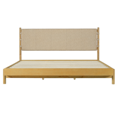 The Jenifer Premium Rubber Wood Walnut Platform Queen Bed