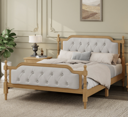 Full Bed Versailles Haven Traditional Wood Tufted White