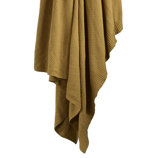 Brown knitted blanket on a white background