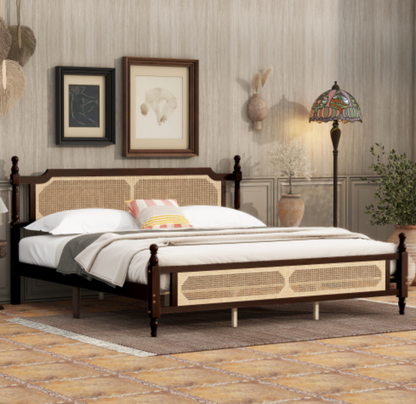 "The Carolina" Rattan King Bed Espresso Full View