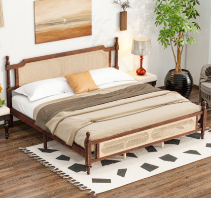"The Carolina" Rattan King Size Bed Walnut Top View