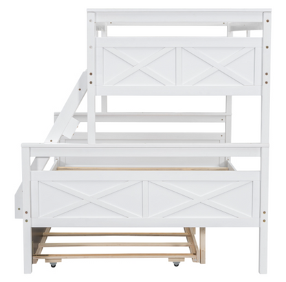 The "Space Saver" Twin Over Full Bunk Bed with Trundle White End View