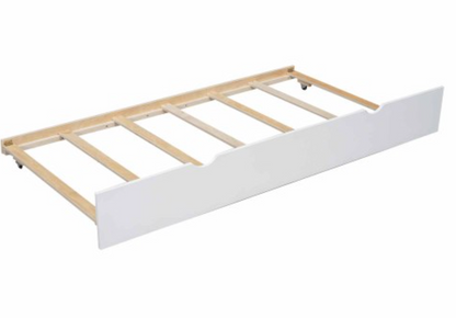 The "Space Saver" Twin Over Full Bunk Bed with Trundle White Flat Slat View