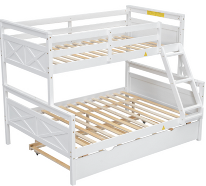 The "Space Saver" Twin Over Full Bunk Bed with Trundle White Side Slat View