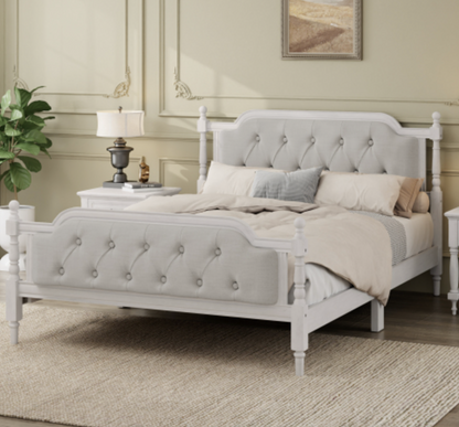 "Versailles Haven" Wooden Carved Upholstered Bed Frame 2