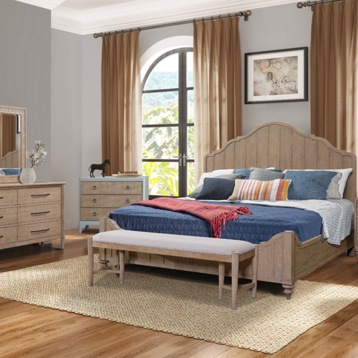 Alberta Queen Panel Bed in Sand - Bunk and Bed Co.