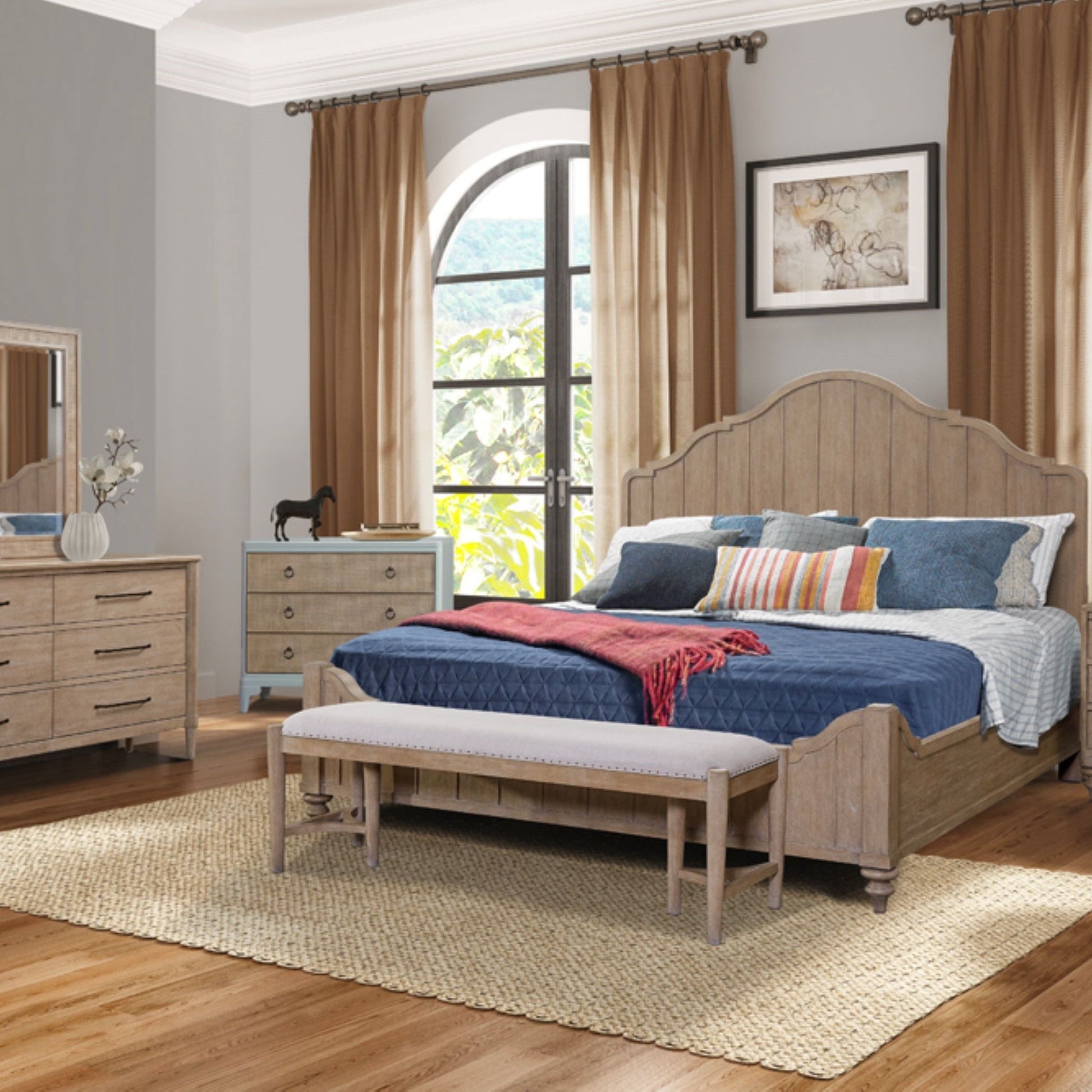 Alberta Queen Panel Bed in Sand - Bunk and Bed Co.