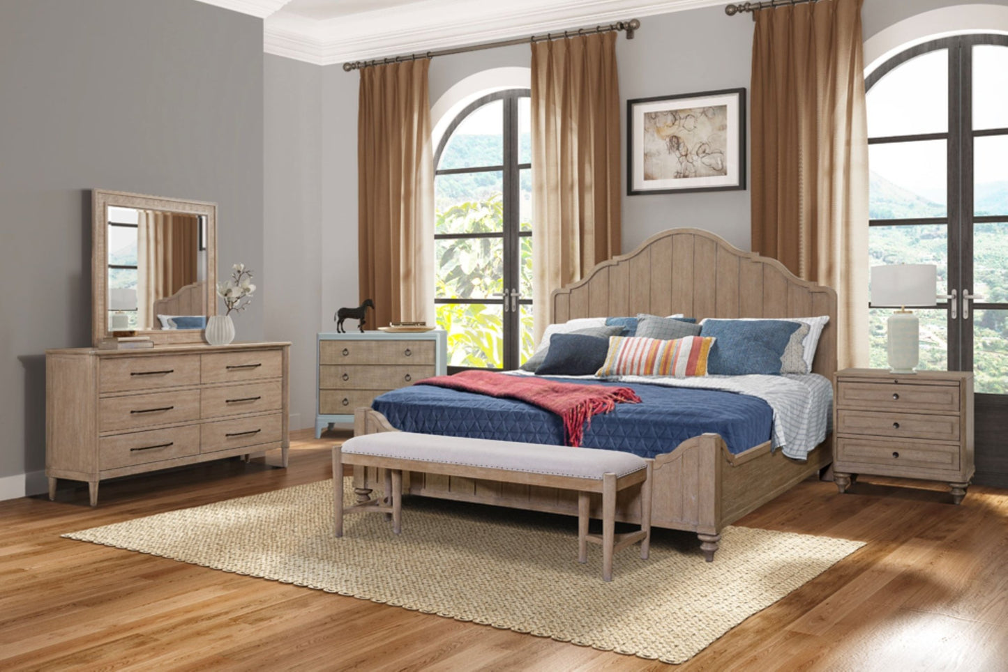 Alberta Queen Panel Bed in Sand - Bunk and Bed Co.