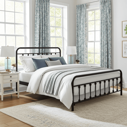 Charlotte Victorian Black Metal Bed - Full Size - Bunk and Bed Co.