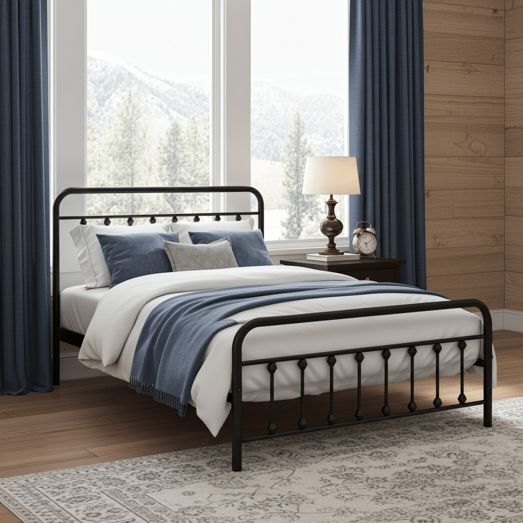 Charlotte Victorian Black Metal Bed - Full Size - Bunk and Bed Co.