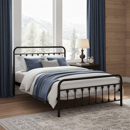 Charlotte Victorian Black Metal Bed - Full Size - Bunk and Bed Co.