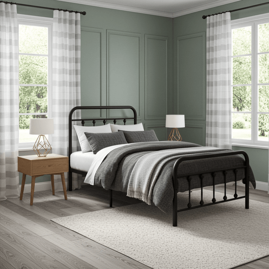 Charlotte Victorian Black Metal Bed - Twin Size - Bunk and Bed Co.