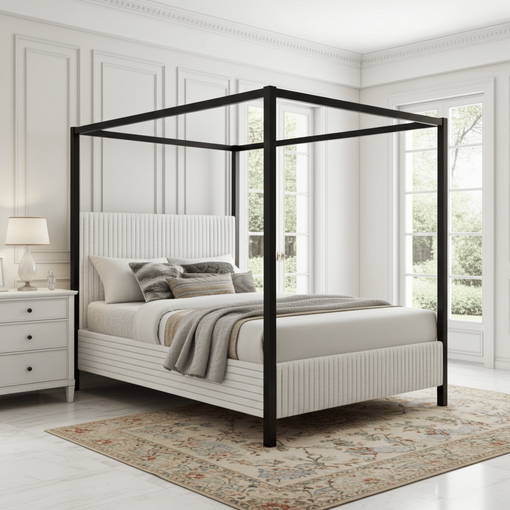 Chelsea Upholstered Canopy King Bed - Bunk and Bed Co.