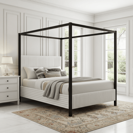 Chelsea Upholstered Canopy King Bed - Bunk and Bed Co.