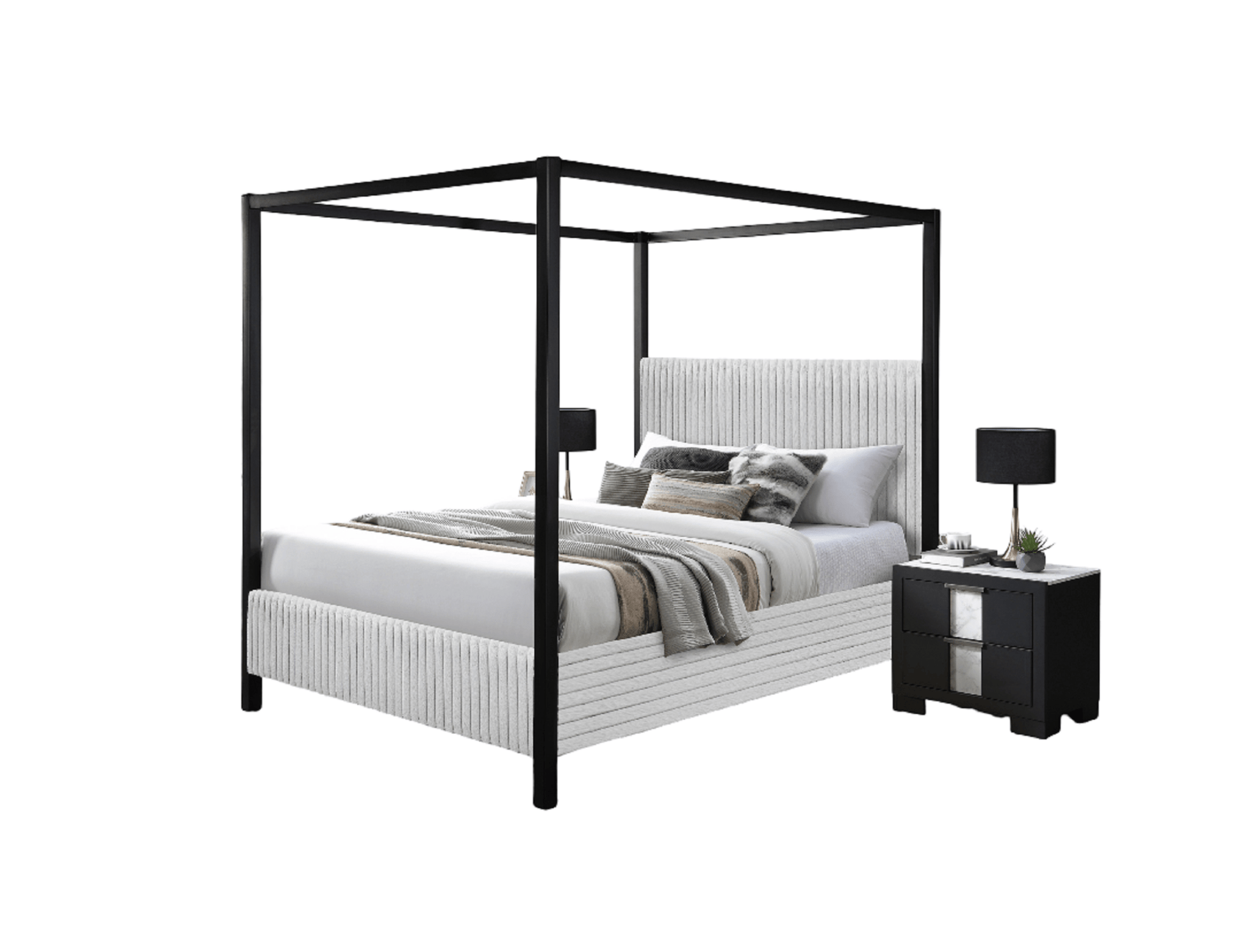 Chelsea Upholstered Canopy King Bed - Bunk and Bed Co.