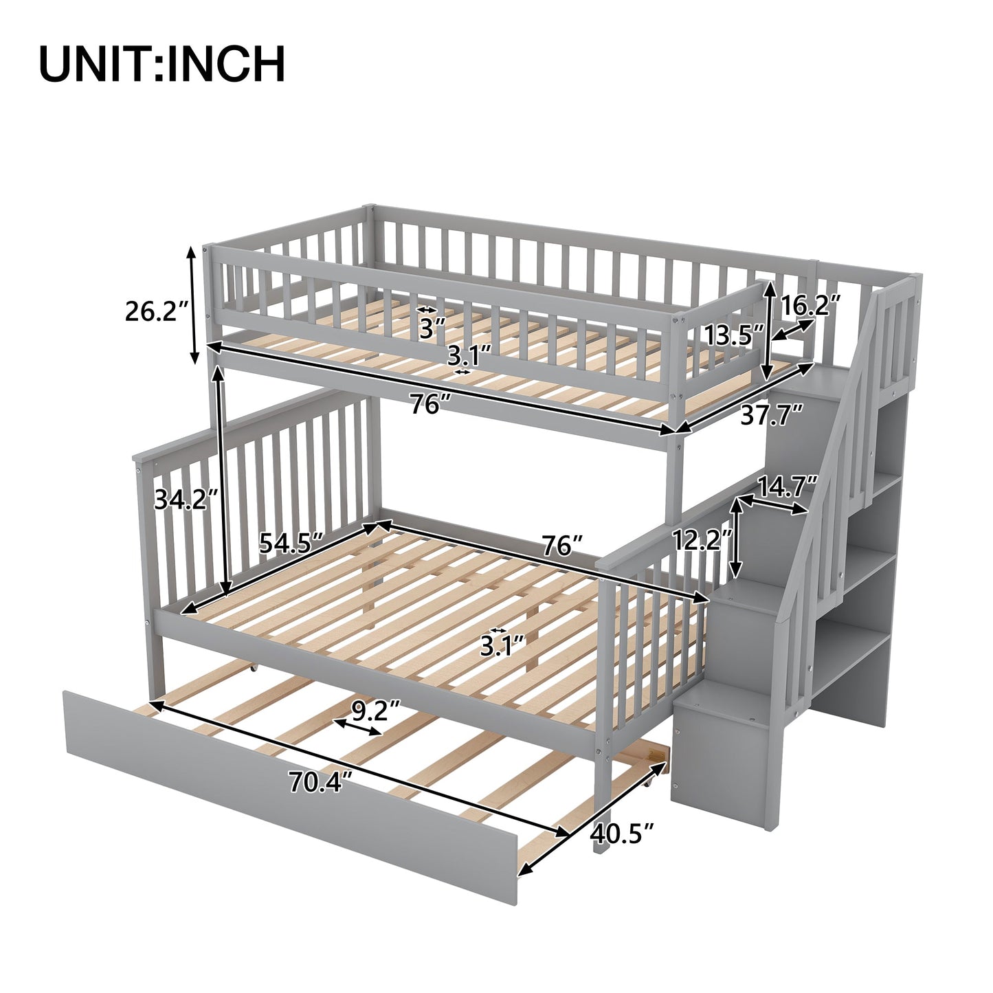 Dream Weaver Twin Over Full Bunk Bed with Trundle - Bunk and Bed Co.