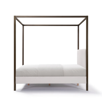 Canopy bed with white mattress on a white background