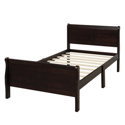 Espresso Twin Platform Bed Frame with Headboard - Bunk and Bed Co.
