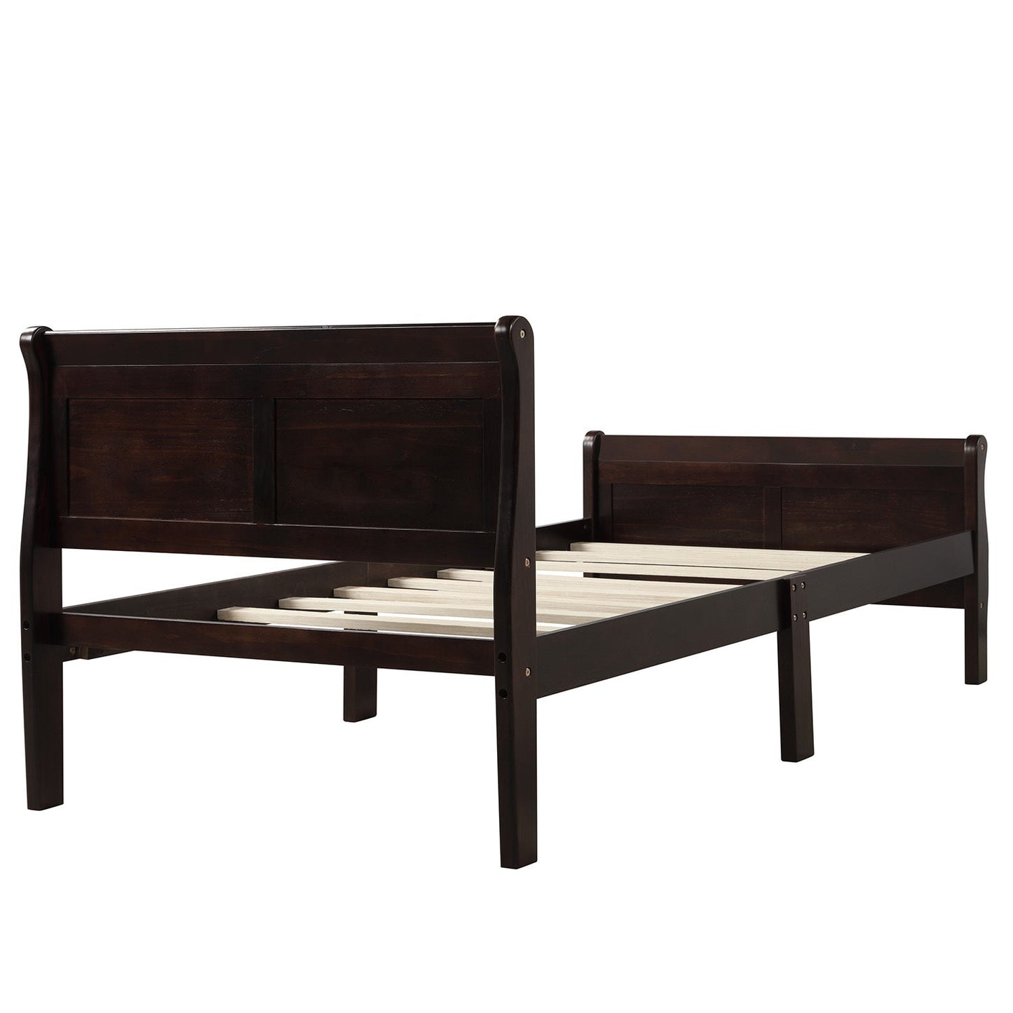 Espresso Twin Platform Bed Frame with Headboard - Bunk and Bed Co.