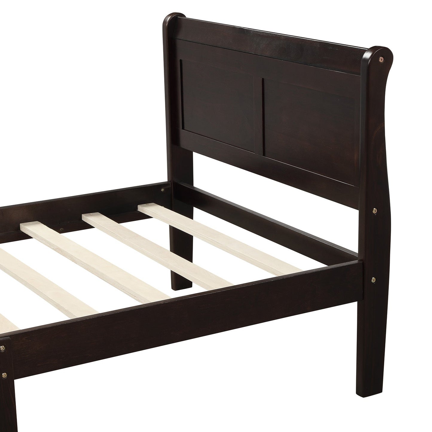 Espresso Twin Platform Bed Frame with Headboard - Bunk and Bed Co.