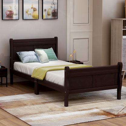 Espresso Twin Platform Bed Frame with Headboard - Bunk and Bed Co.