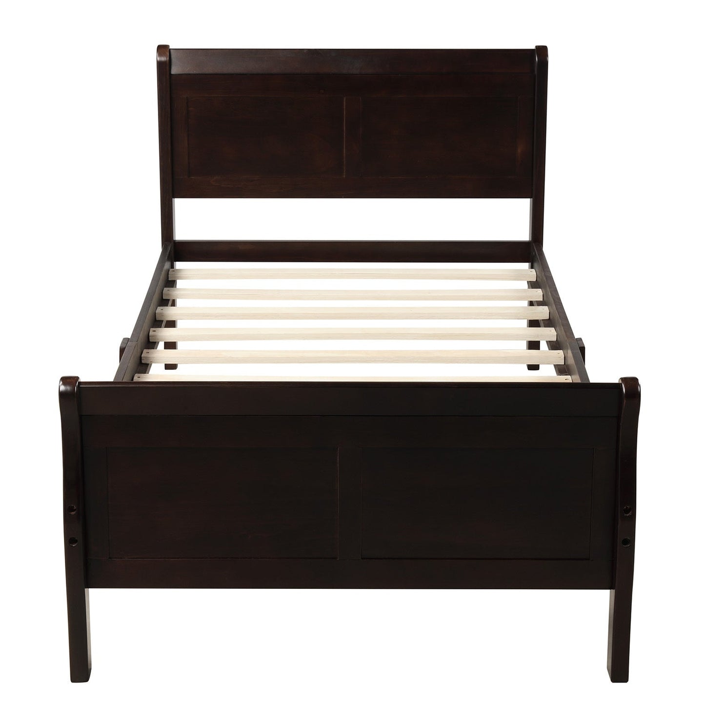 Espresso Twin Platform Bed Frame with Headboard - Bunk and Bed Co.