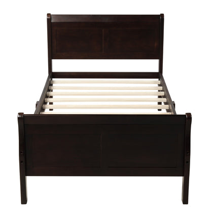 Espresso Twin Platform Bed Frame with Headboard - Bunk and Bed Co.