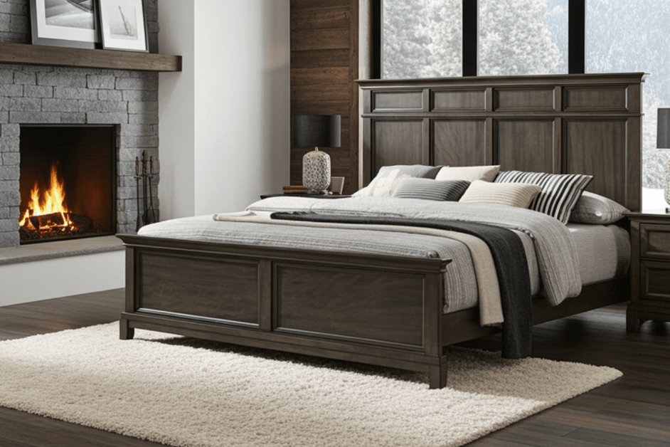 Gray Panel Bed with Crown Molding - Queen Size - Bunk and Bed Co.