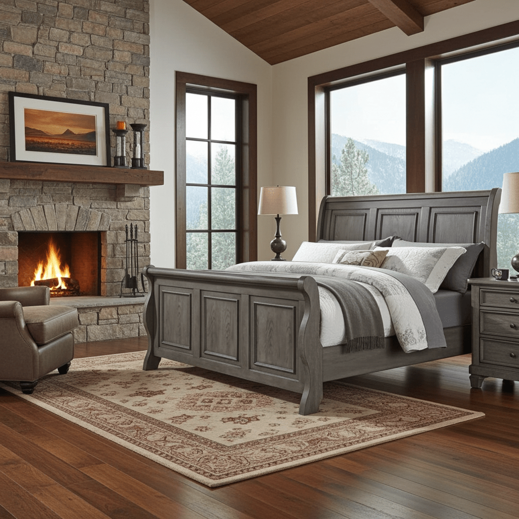 Grey Sleigh Bed King Sized Jackson - Bunk and Bed Co.