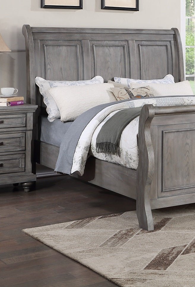 Grey Sleigh Bed King Sized Jackson - Bunk and Bed Co.