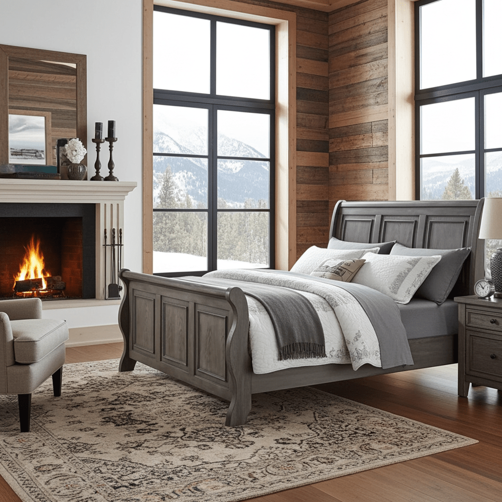 Grey Sleigh Bed King Sized Jackson - Bunk and Bed Co.