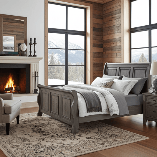 Grey Sleigh Bed King Sized Jackson - Bunk and Bed Co.