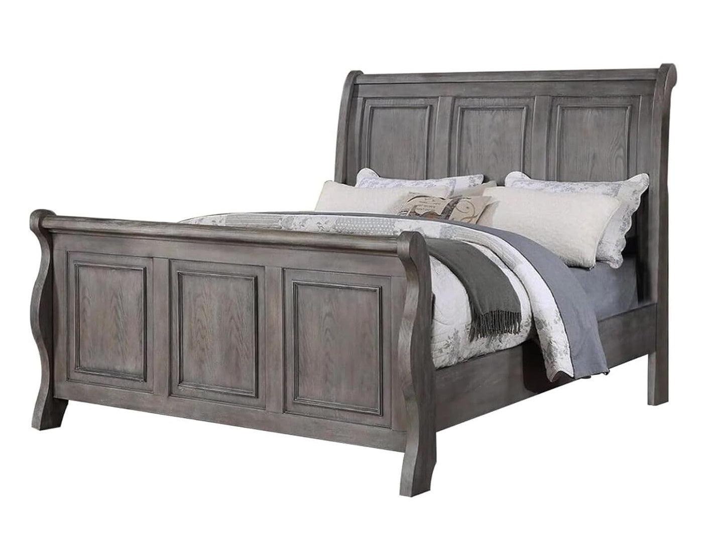 Grey Sleigh Bed King Sized Jackson - Bunk and Bed Co.
