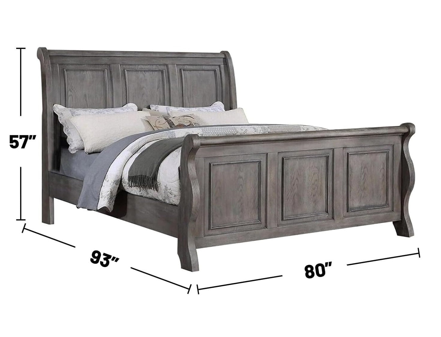 Grey Sleigh Bed King Sized Jackson - Bunk and Bed Co.