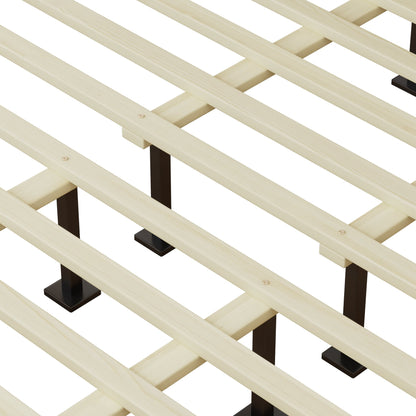 hampton Gray Solid Wood Platform Upholstered Headboard King Bed - Bunk and Bed Co.