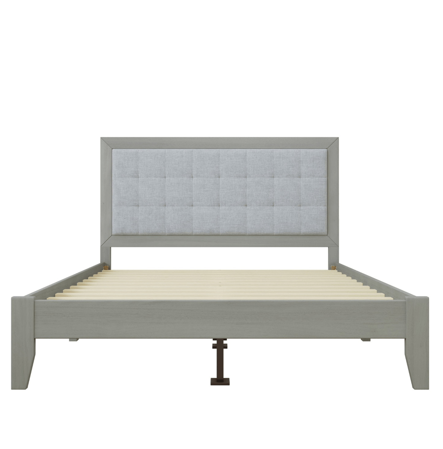 Hampton Gray Solid Wood Upholstered Headboard Queen Bed - Bunk and Bed Co.