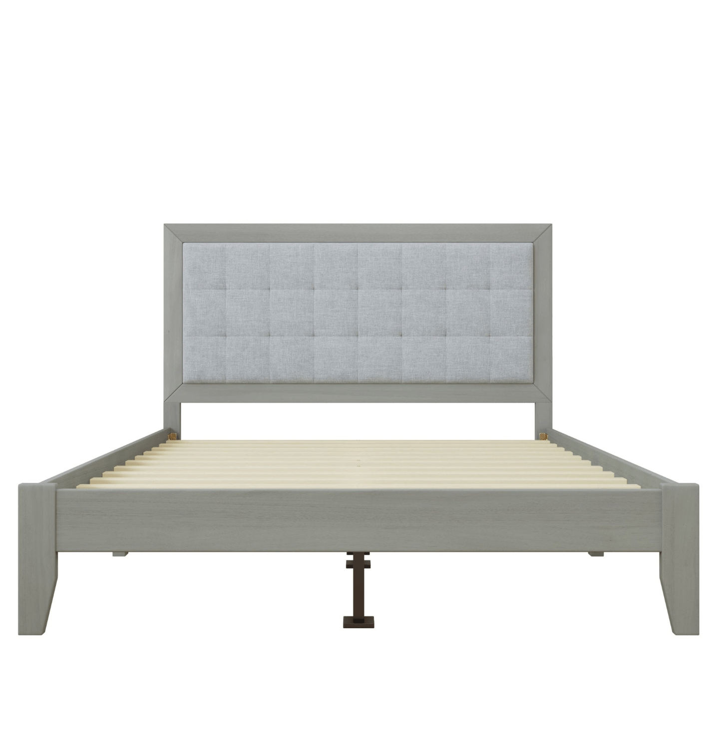 Hampton Gray Solid Wood Upholstered Headboard Queen Bed - Bunk and Bed Co.