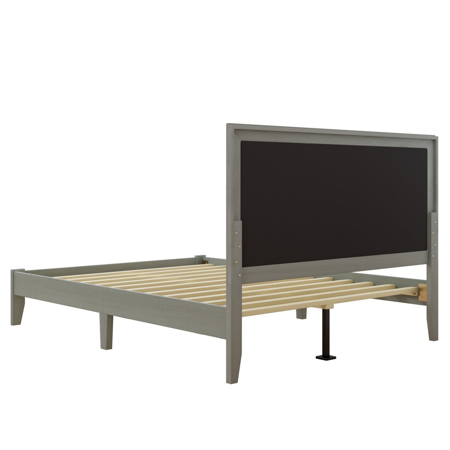 Hampton Gray Solid Wood Upholstered Headboard Queen Bed - Bunk and Bed Co.