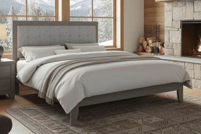 Hampton Gray Tufted Upholstered Queen Bed - Mid - Century Modern - Bunk and Bed Co.