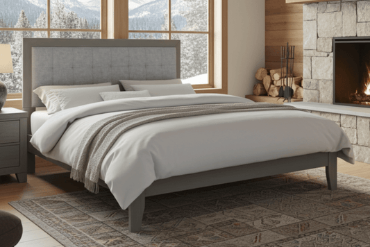 Hampton Gray Tufted Upholstered Queen Bed - Mid - Century Modern - Bunk and Bed Co.