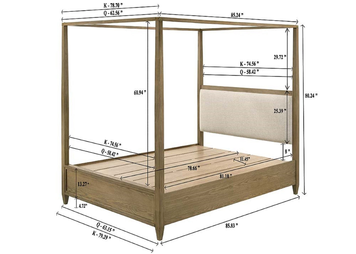 Jefferies Queen Canopy Bed - Bunk and Bed Co.
