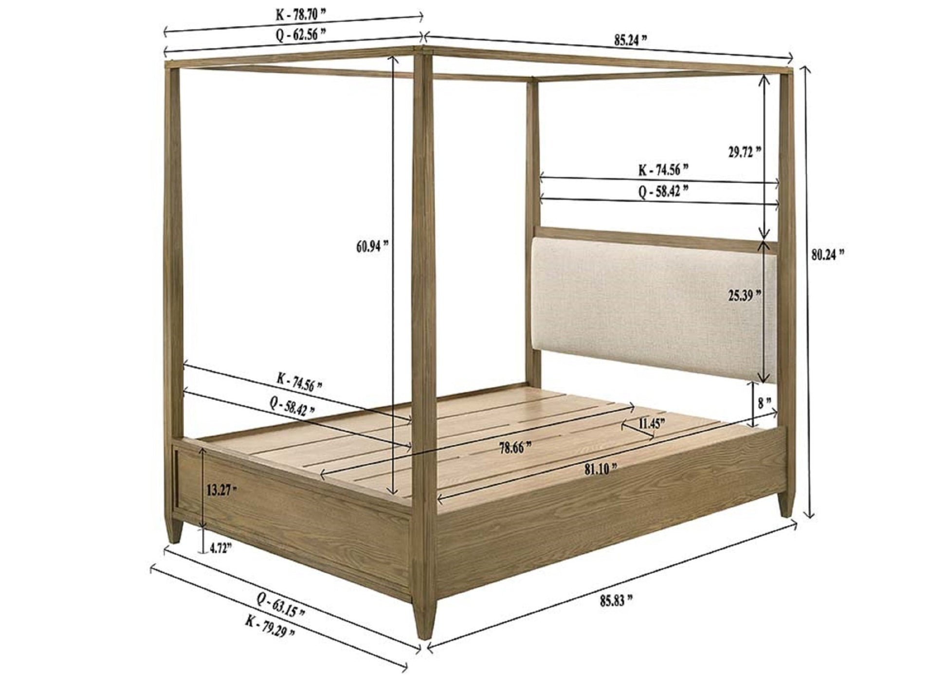 Jefferies Queen Canopy Bed - Bunk and Bed Co.