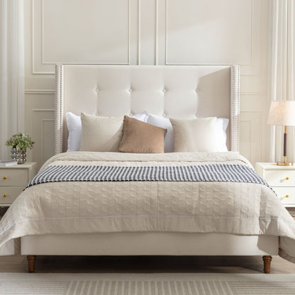 Jonas Upholstered Queen Bed Headborad Ivory - Bunk and Bed Co.