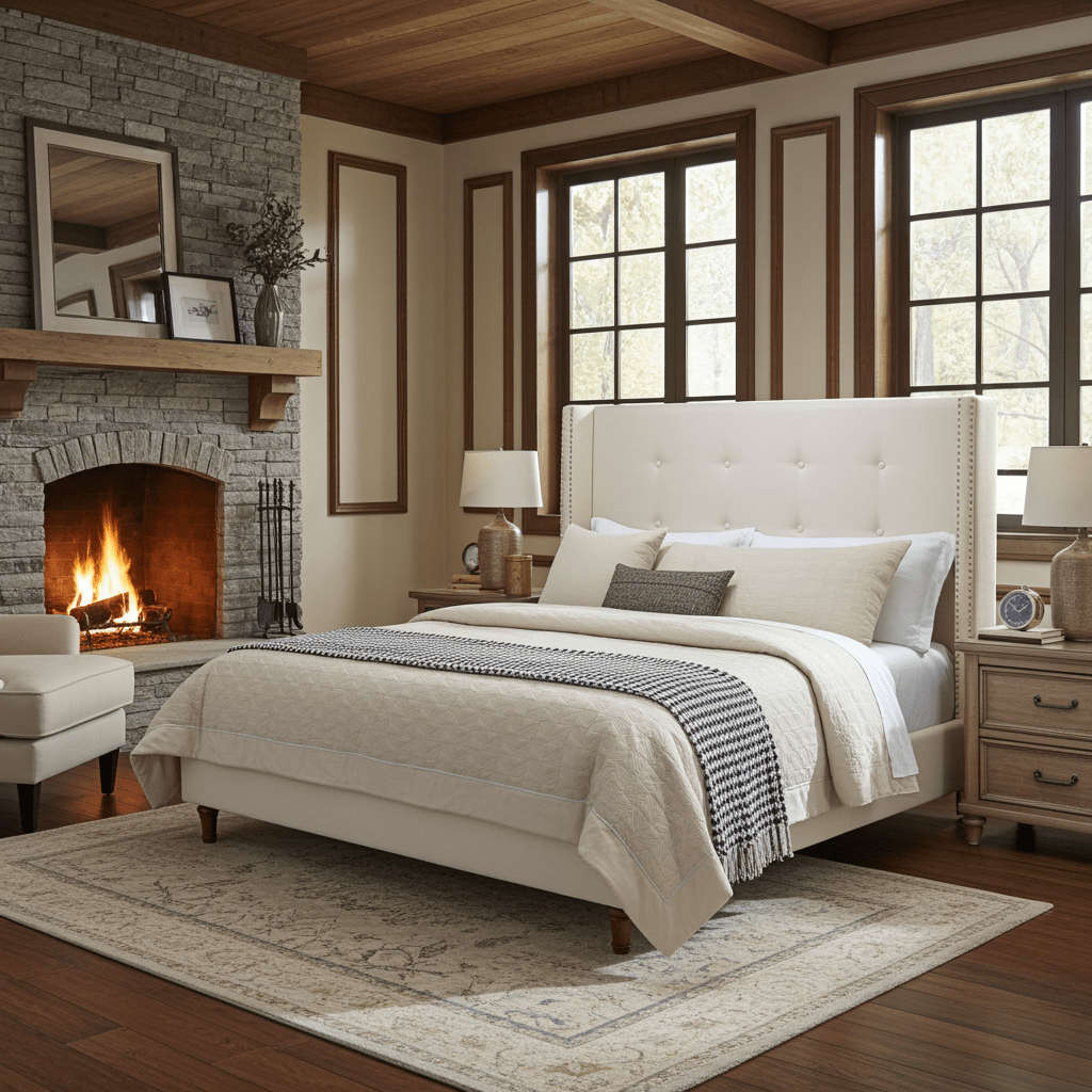 Jonas Upholstered Queen Bed Headborad Ivory - Bunk and Bed Co.