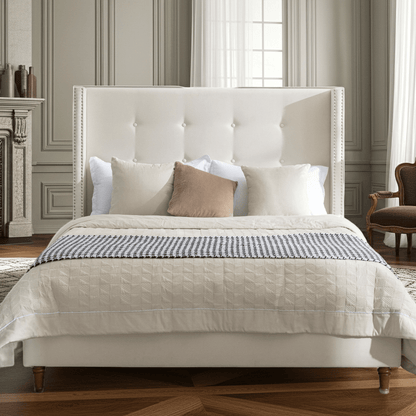 Jonas Upholstered Queen Bed Headborad Ivory - Bunk and Bed Co.